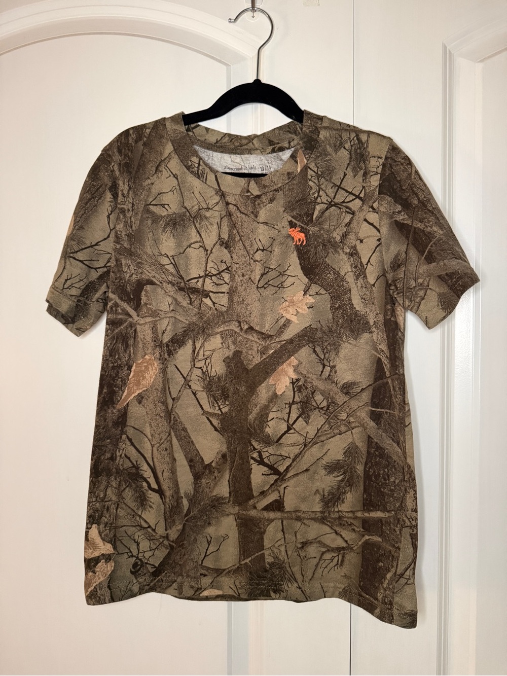 Abercrombie kids Camouflage Tree-Pattern Short Sleeve Shirt - Brown/Green 13/14